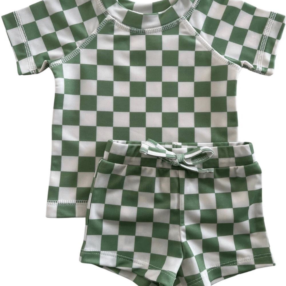 SIIX Collection Swim Set Lime Checkerboard